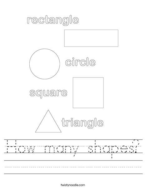 Counting different shapes activity for young learners in the alphabet category Kindergarten worksheet showing various mixed shapes for counting practice