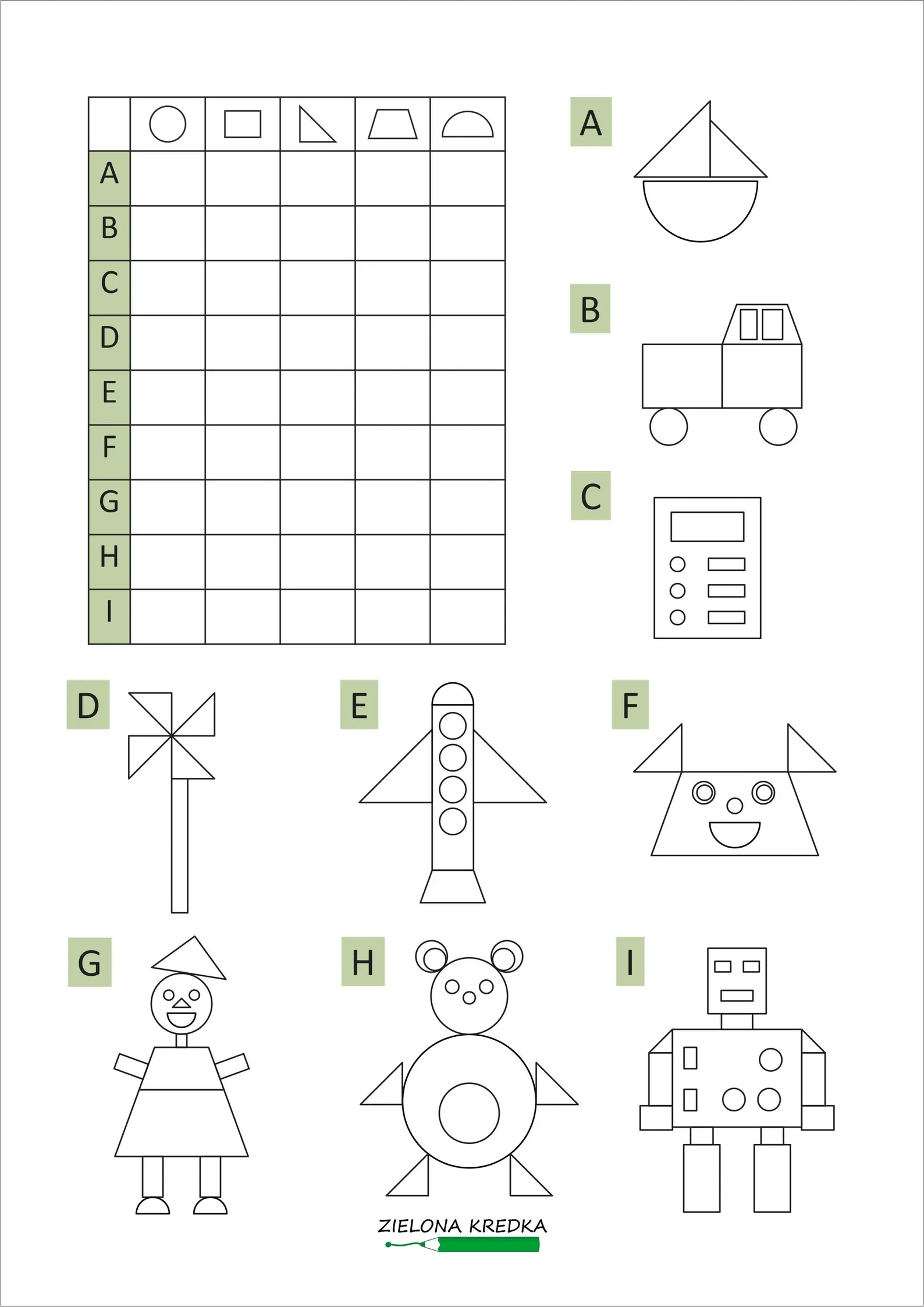 Counting shapes activity sheet for young learners to identify different forms Kindergarten worksheet showing a variety of mixed shapes for counting practice