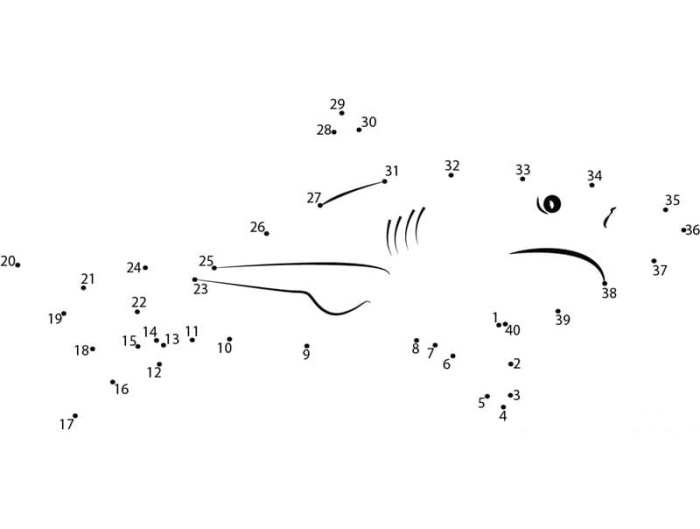 Connect the dots to discover the hidden shark in this fun coloring page number fourteen Kindergarten Shark Dot to Dot worksheet for counting and writing practice