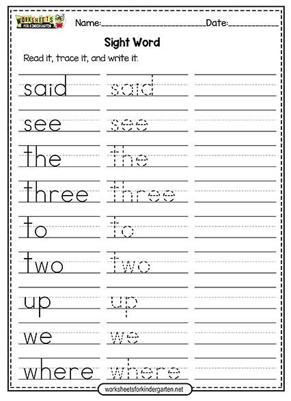 Short A word practice worksheet for kindergarten reading and writing skills development Kindergarten phonics worksheet featuring short A words for reading, tracing, and writing practice