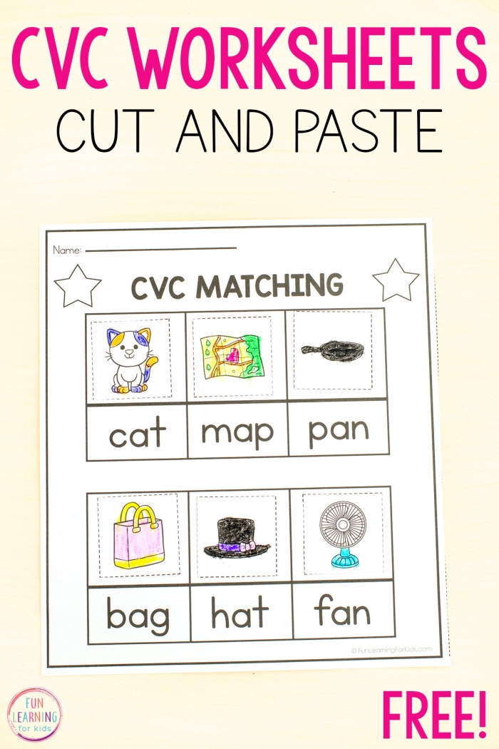 Interactive worksheet for kindergarten students featuring a short I CVC word sort with -ig and -in words
