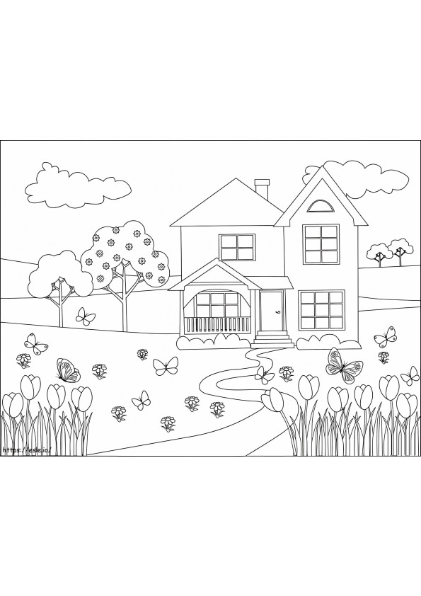 Creative Color the Springtime Scene activity for young learners, image 19 Kindergarten fraction worksheet featuring a springtime nature scene for coloring