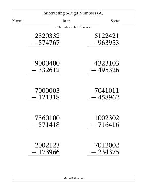 Kids practicing subtraction by six with animal pictures on a worksheet