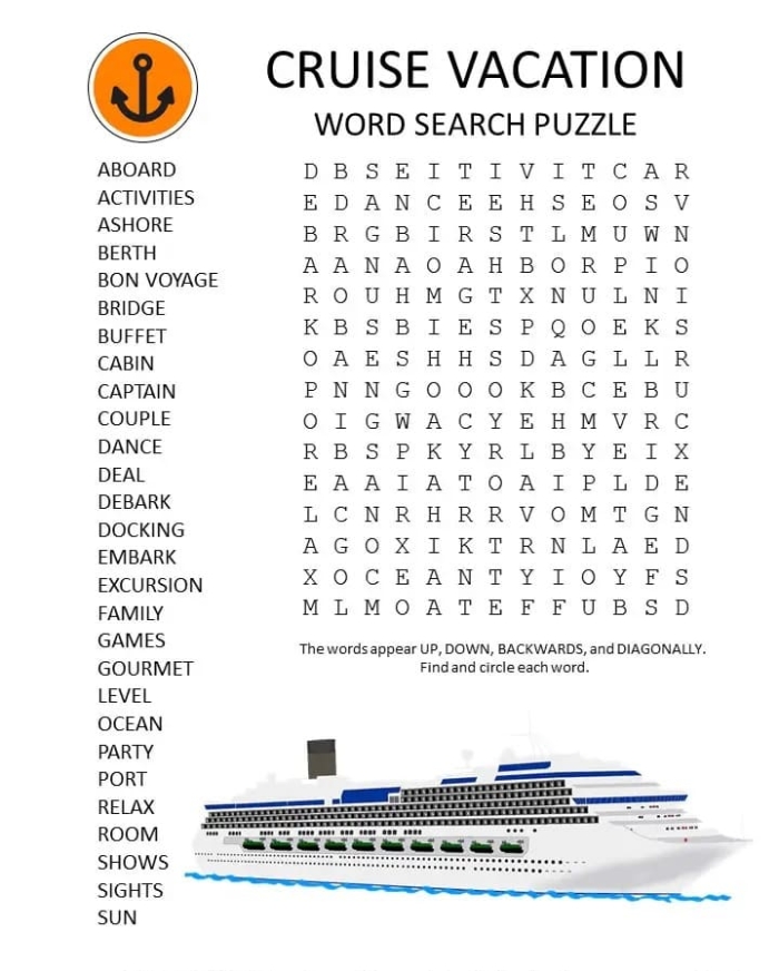 Kindergarten Vacation Word Search puzzle featuring summer-themed words