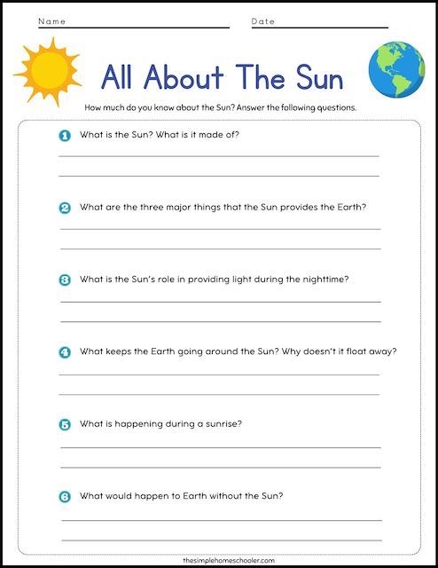 Learn About the Sun worksheet for young learners to color and explore the sun's importance Kindergarten worksheet showing a bright sun to teach children about the sun's role