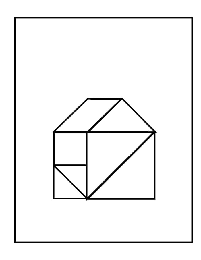 Kindergarten fractions worksheet featuring a colorful tangram template puzzle