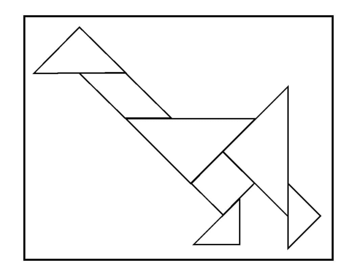 Color a tangram template worksheet for kindergarten fraction learning