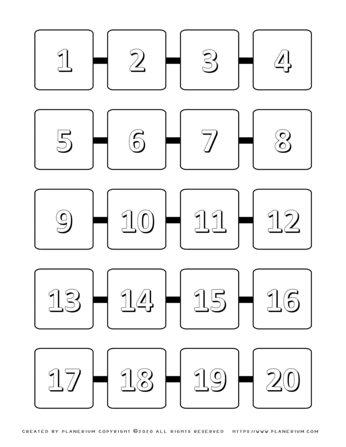 Kindergarten worksheet showing teacups for coloring and counting to 20
