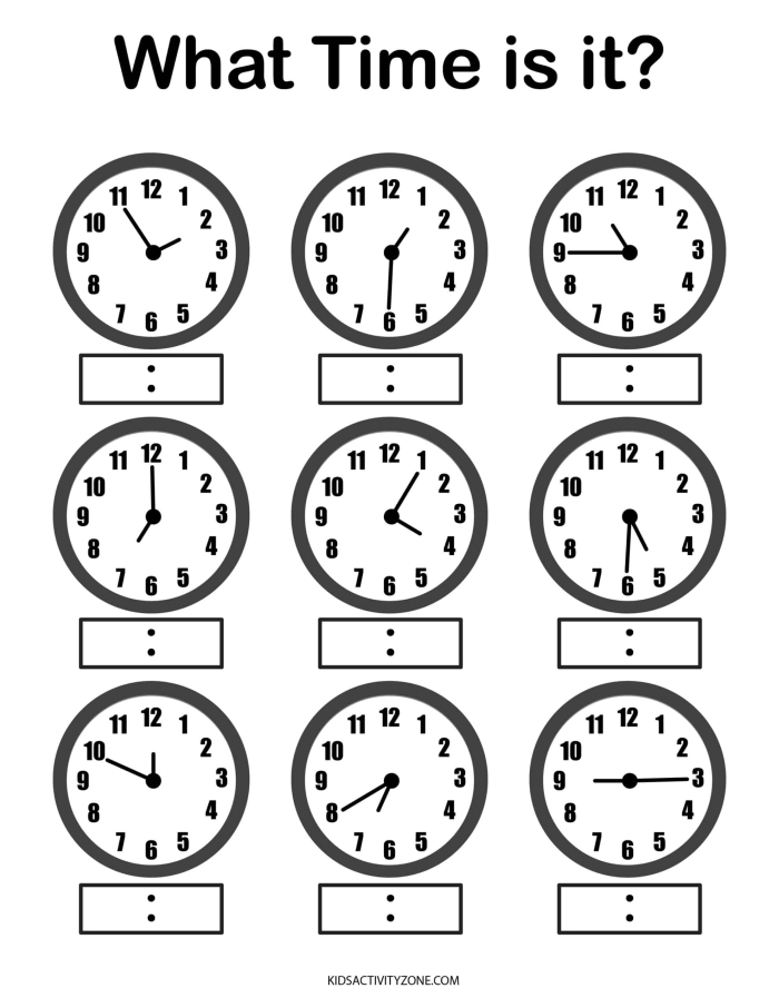 Telling Time with Melissa Mouse 1 worksheet for early math learning in kindergarten Kindergarten worksheet for telling time featuring Melissa Mouse, with digital and analog clock comparisons