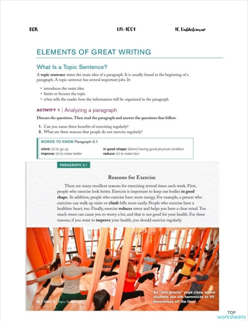 Worksheet for organizing sentences into paragraphs for kindergarten students