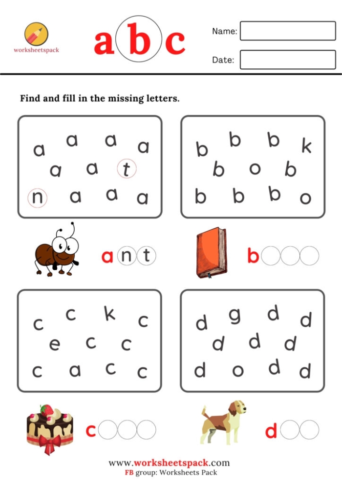 Find Missing Letters worksheet for beginner spelling practice with toys, image 6 Kindergarten worksheet showing toys with missing first letters to fill in
