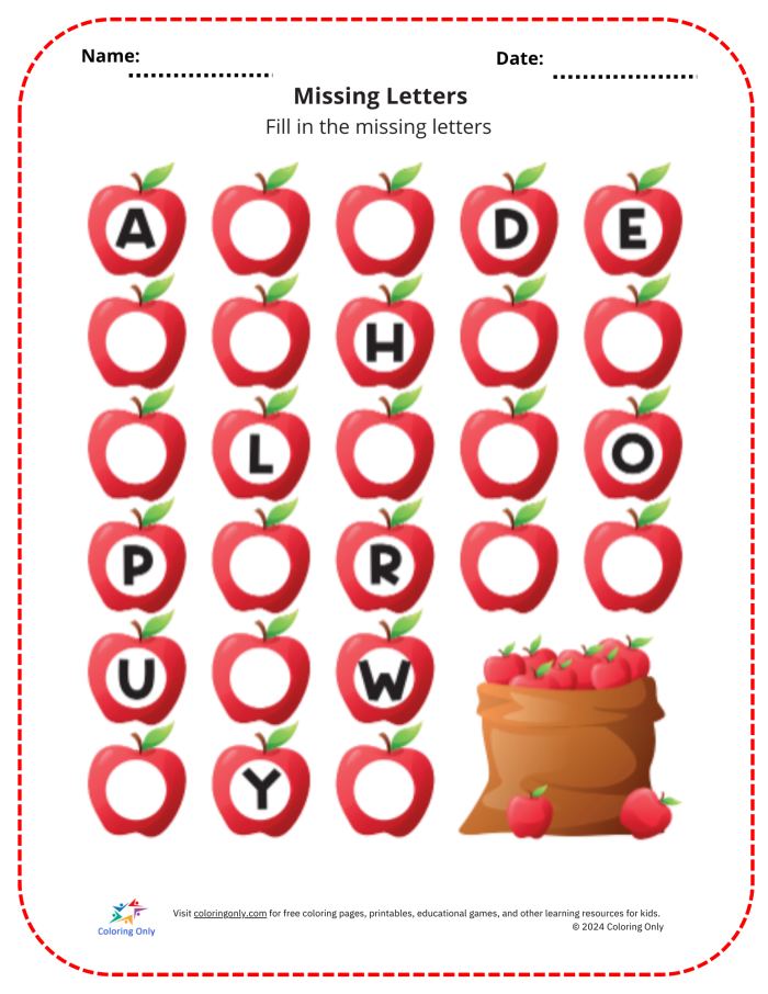 Find Missing Letters worksheet for young learners practicing beginning sounds with toys 7 Kindergarten spelling worksheet where children fill in missing first letters of toy names