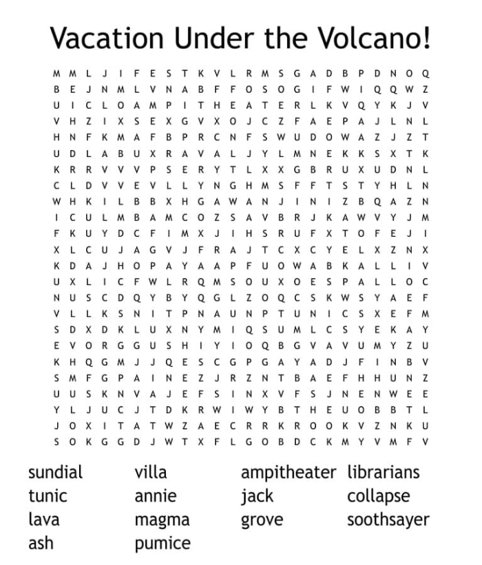 Kindergarten Vacation Word Search puzzle with summer-themed words to find