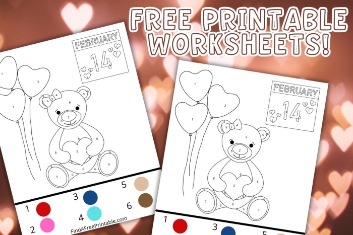 Earth and Space Science themed Valentine's Day number recognition activity for young learners Kindergarten Valentine’s Day color by number worksheet featuring a heart-shaped space scene