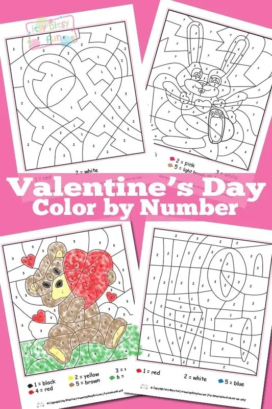 Valentine's Day math color by number activity for young learners in Earth and Space Science 23 Kindergarten Valentine's Day color by number worksheet featuring a heart-themed math puzzle