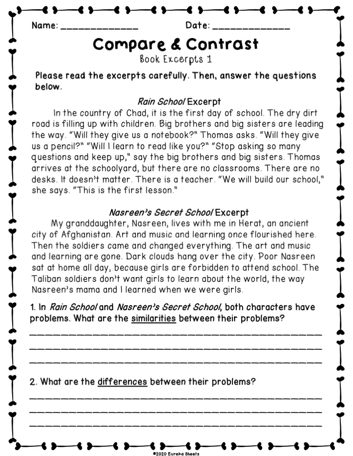 Kindergarten nonfiction compare and contrast worksheet featuring a Venn diagram for learning differences and similarities