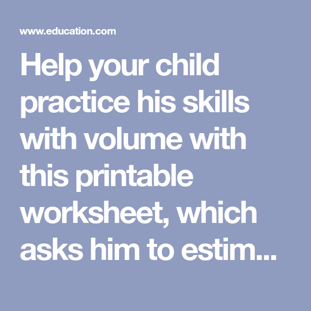 Printable Estimating Volume worksheet for young learners number 20 Kindergarten physical science worksheet for estimating volume of containers