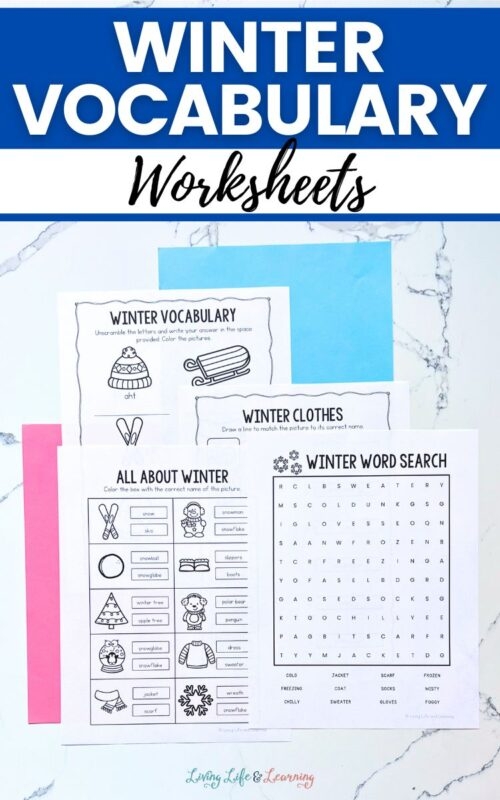 Winter Words worksheet for young learners matching words to images in a fun seasonal activity Kindergarten Winter Words worksheet with pictures and a word bank for writing winter-themed vocabulary