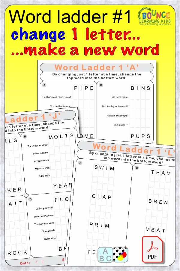 Phonics word ladder puzzle for young learners with word family changes in worksheet five Kindergarten geography Word Ladder Challenge worksheet changing CAT to DOG step by step