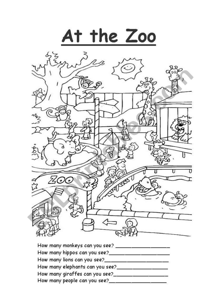 Kindergarten student drawing their favorite zoo animal like a bear camel or wombat from the poem