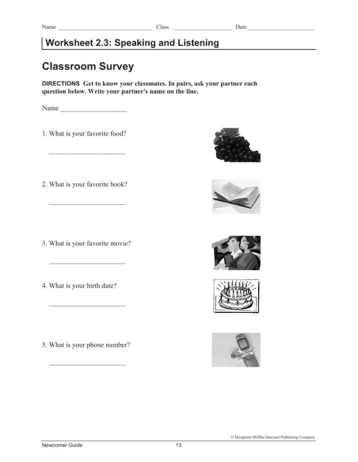Worksheet illustrating the use of "la" and "el" in Spanish for fourth graders