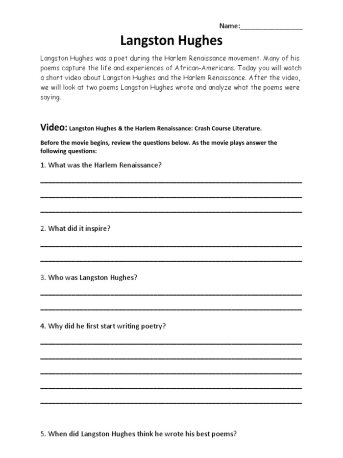 Historical Heroes worksheet on Langston Hughes for educational use Worksheet featuring Langston Hughes for fourth graders focusing on subtraction skills