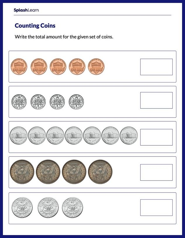 Image title: Interactive worksheet designed to help young learners practice counting coins effectively. ALT text: Engaging Learning to Count Coins worksheet for first graders with various coins and prices.