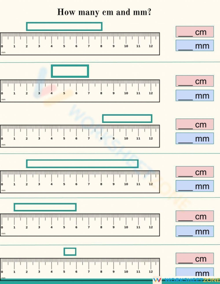 First Grade worksheet for measuring the length of common household items