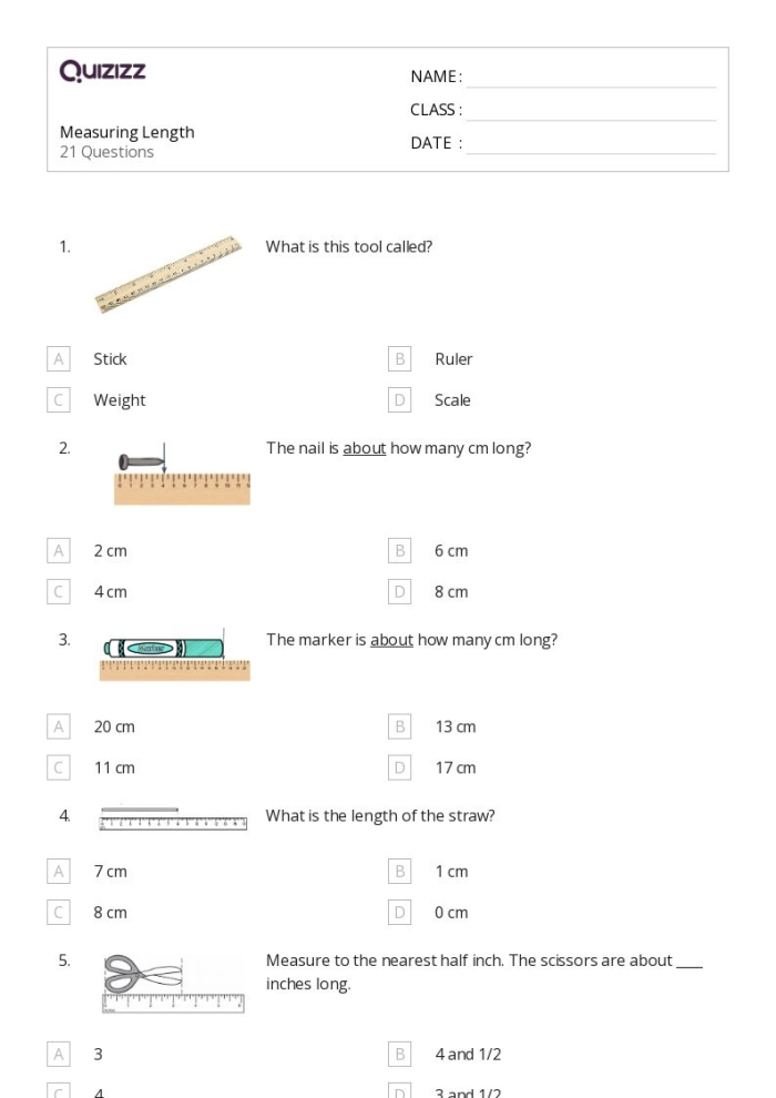 First Grade student using a Measure the Length worksheet to measure items at home