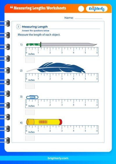 First Grade worksheet for measuring the length of common household items