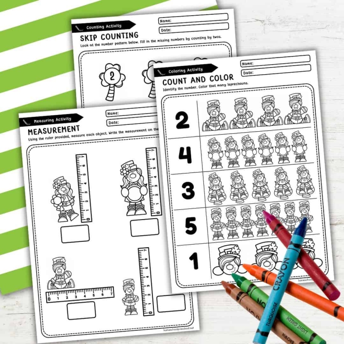 Leprechaun Coin Toss worksheet for first graders featuring a fun penny toss game