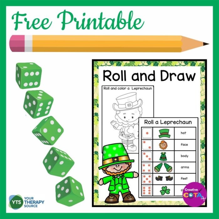 Colorful Leprechaun Coin Toss worksheet designed for first graders to enjoy a St. Patrick's Day game. Fun penny toss activity for young readers to celebrate the holiday.