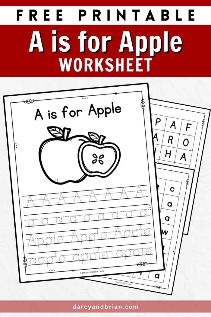 A is for Apple worksheet showing apple coloring activity with letter A practice for preschool learners Child coloring apples and practicing letter A tracing and writing on a Pre-K worksheet for fine motor skills development