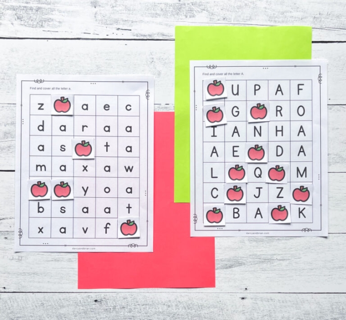Pre-K letter A writing activity with apples and fine motor tracing exercises for image 7 A is for Apple worksheet showing a child tracing and writing the letter A with apple illustrations for coloring practice