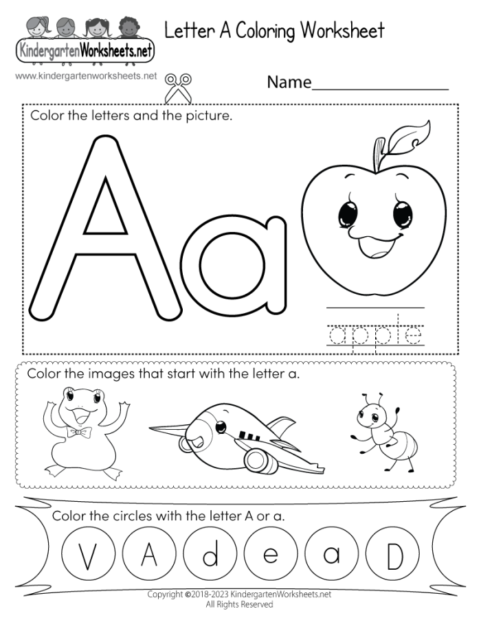 Pre-K letter A writing activity with colorful apples and tracing exercises for handwriting development A is for Apple worksheet showing a child tracing and writing the letter A with apple illustrations for fine motor practice