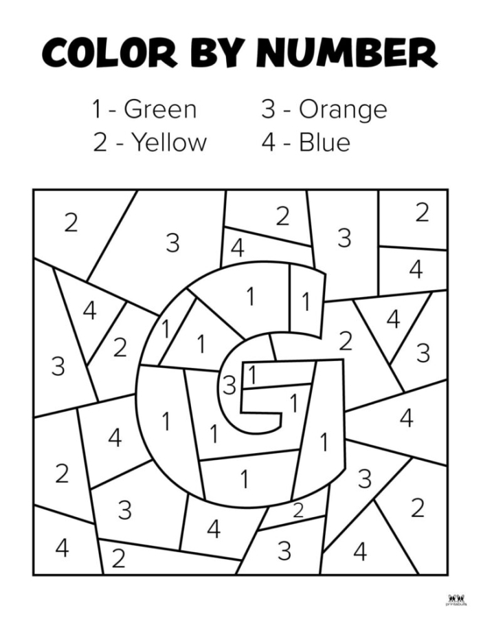 Preschool worksheet featuring letter G activities with colorful illustrations for learning and addition practice