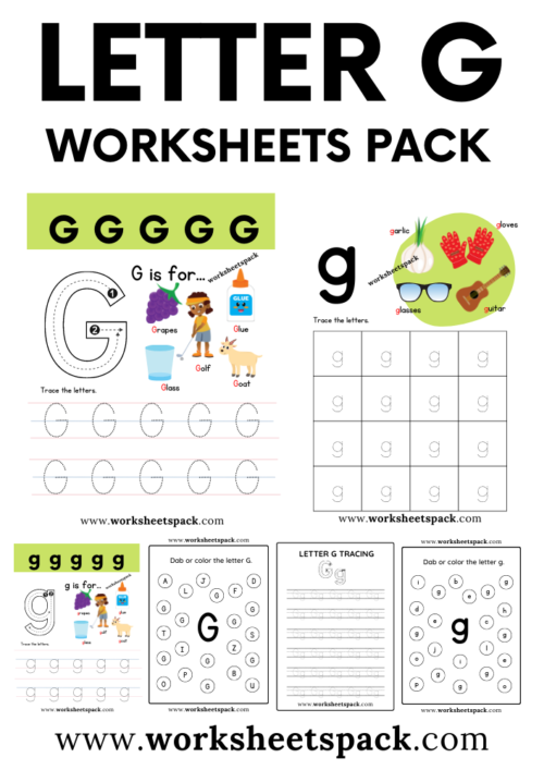 Preschooler coloring a G Is For... worksheet focused on letter G sounds and addition