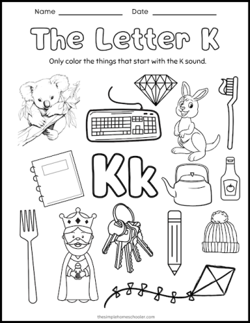 Engaging letter K practice sheet for early learners in Earth and Space Science Preschool worksheet focused on the letter K with coloring and writing activities