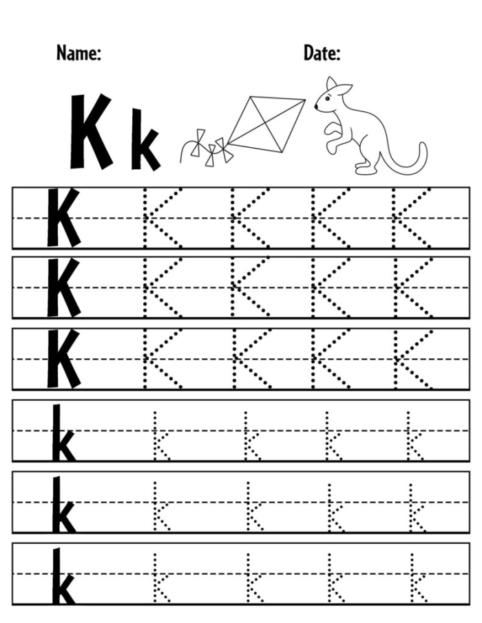 Engaging Get Ready for Reading worksheet featuring the letter K for Pre-K children, image 22 Preschool worksheet focused on the letter K with coloring and handwriting exercises for early learners