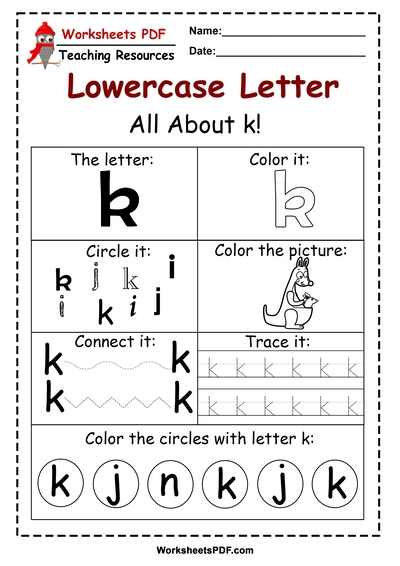 Engaging activities for kids learning letter K in a fun Earth and Space Science theme Preschool worksheet focused on the letter K with coloring and writing exercises