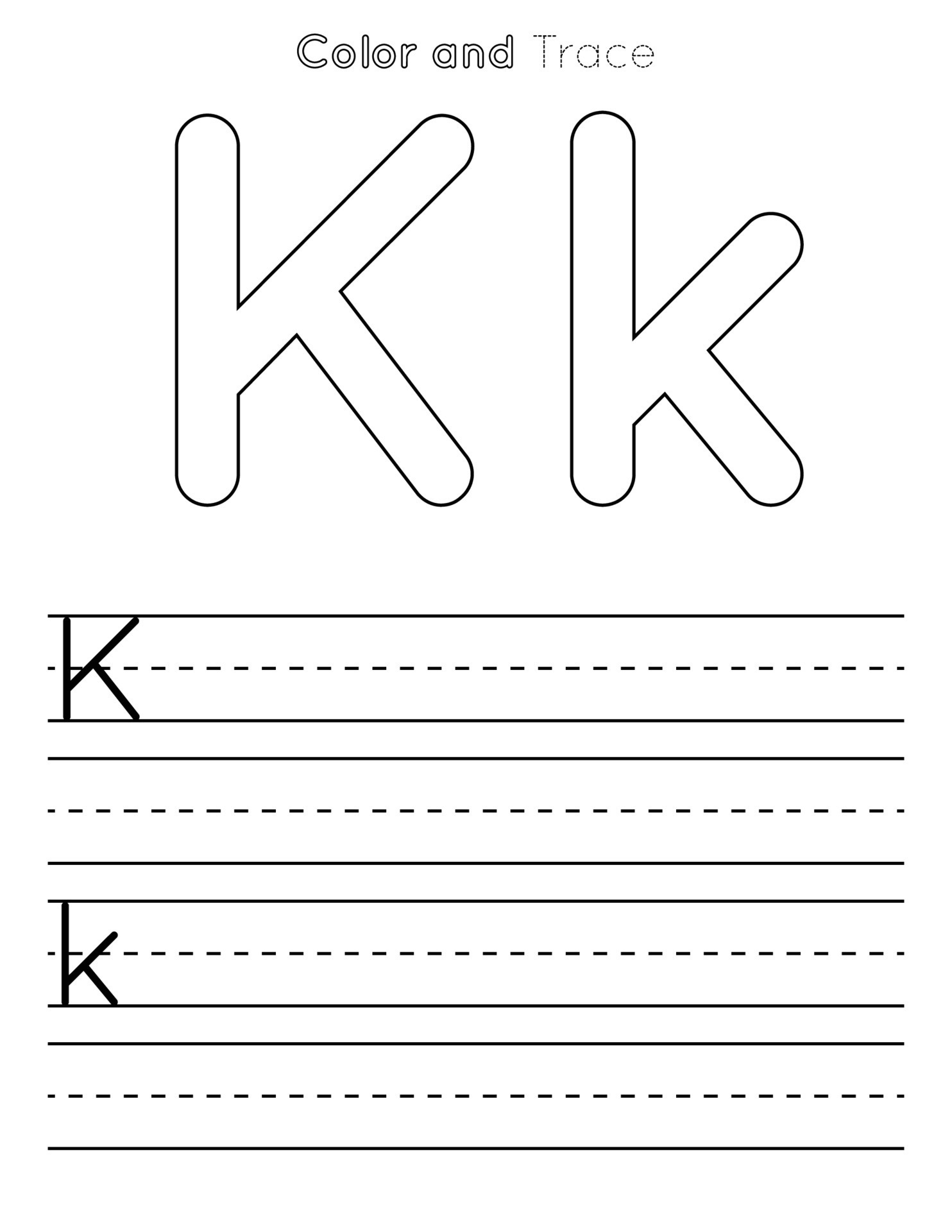 Engaging letter K activities for early learners in Earth and Space Science, image 8 Preschool worksheet focused on the letter K with writing and coloring exercises