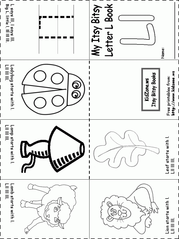 Color and learn letter L sounds with this fun pre-K place value worksheet 21 Preschool worksheet featuring letter L with coloring activities for early learners