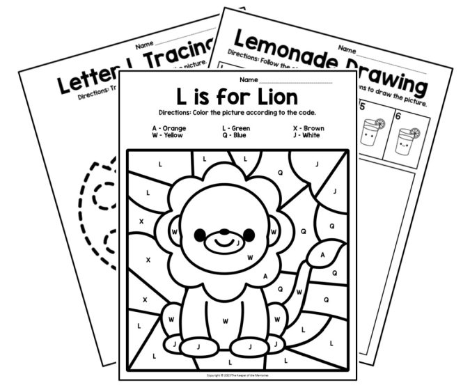 Fun and educational L Is For... worksheet designed for Pre-K place value skills practice Preschool worksheet focusing on the letter L with coloring activities for early learners