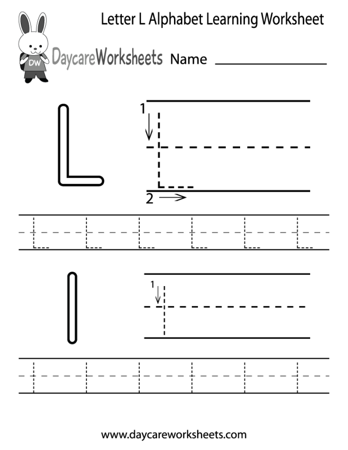L Is For... letter L practice worksheet for young children to explore sounds and colors Preschool worksheet focusing on the letter L with coloring activities for early learners