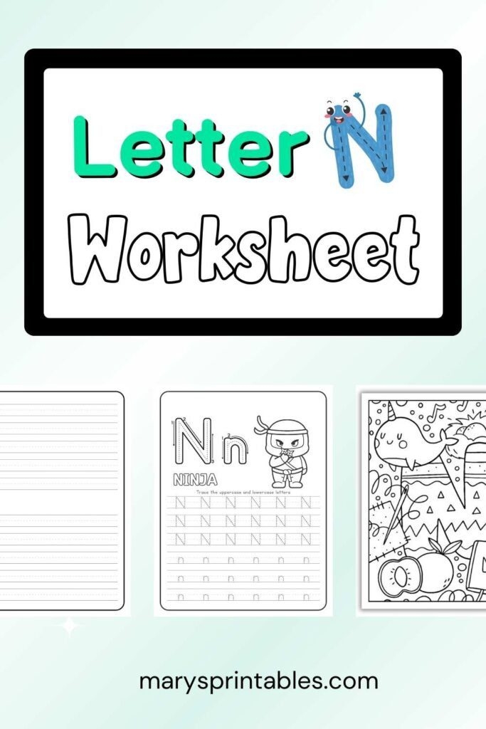N Is For worksheet designed to teach letter N sounds to Pre-K children, image 8 Preschool worksheet featuring the letter N with coloring activities for early readers