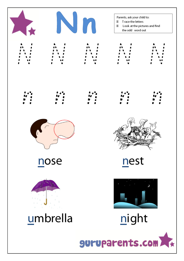 N Is For worksheet featuring fun letter N sound practice for preschool learners Preschool worksheet focused on the letter N with coloring activities for early reading skills