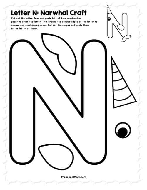 Get Ready for Reading letter N activity sheet for young learners Preschool worksheet focused on the letter N for early reading skills