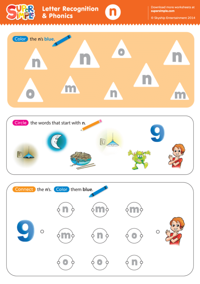 N Is For worksheet featuring fun activities to practice letter N sounds for young learners Preschool worksheet focused on the letter N with colorful illustrations to trace and color