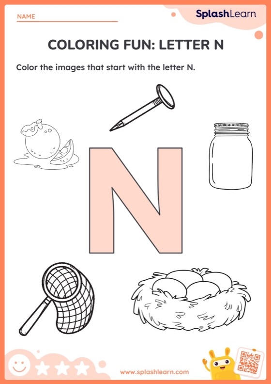 Get Ready for Reading letter N activity sheet for Pre-K learners Preschool worksheet focusing on the letter N for early reading skills