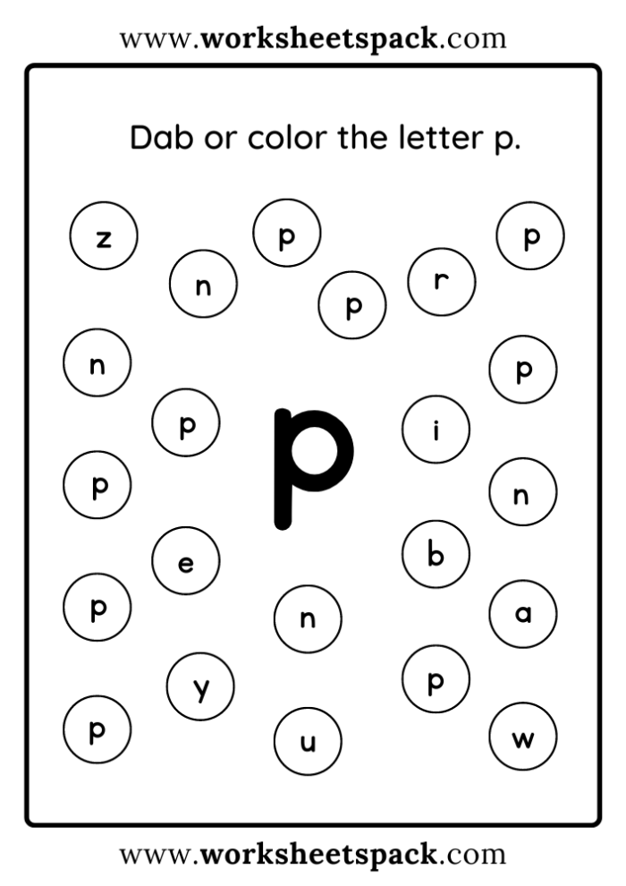 Get Ready for Reading Letter P Practice Sheet 14 Preschool letter P worksheet with tracing and coloring activities for early readers